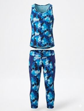Athletic Works Blue Women's Activewear Capri + Shirt Set Size S